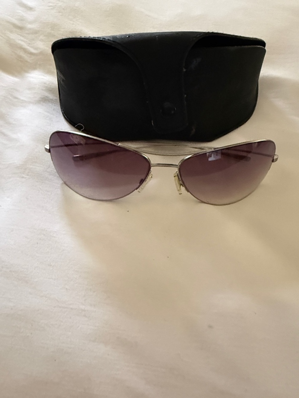 Oliver Peoples Silver Metal Aviator Sunglasses with Brown Gradient Lenses